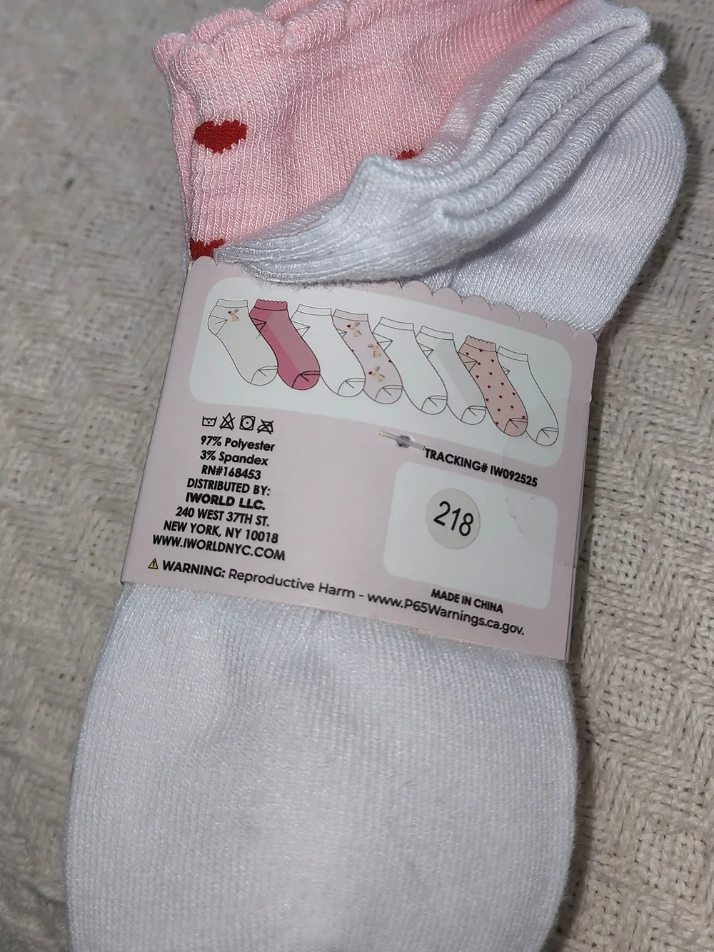 No Show Anklet Women's Socks - White with Pink Accents Sz 4-10 NWT